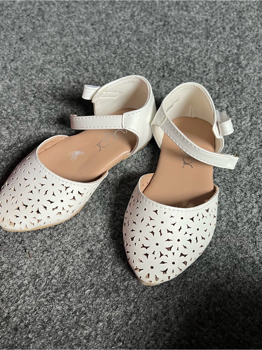 Sugar Girls White Laser-Cut Dress Shoes with Ankle Strap